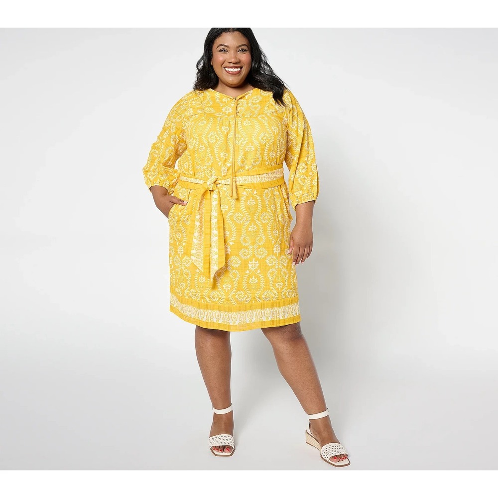 Studio Park x Amy Stran Regular Textured Cotton Dress with Belt boldenrod:L 170U